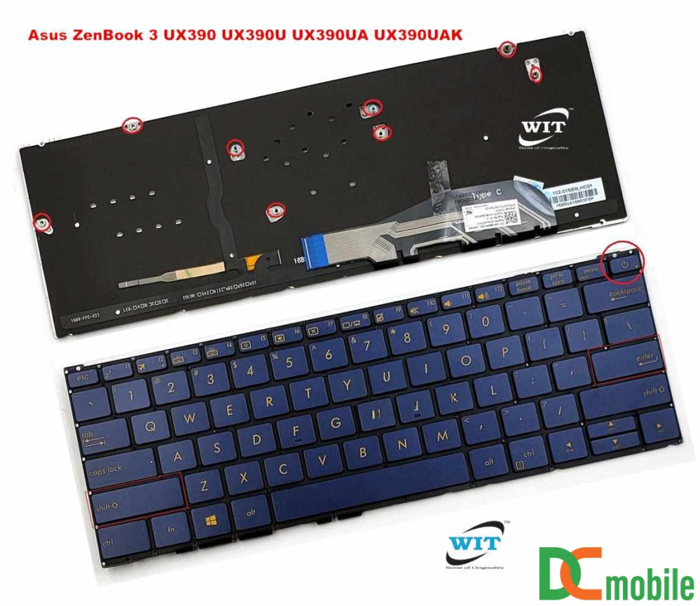 Bàn phím laptop Asus Zenbook UX390 UX390U UX390UA ĐEN (CÓ ĐÈN)