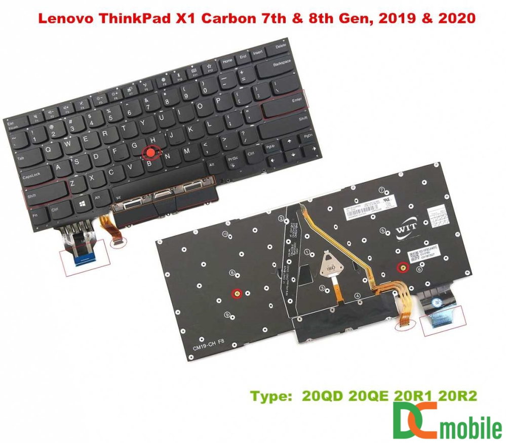 Bàn phím laptop Lenovo Thinkpad X1 Carbon Gen 7th 8th (2019 2020) (CORE I THẾ HỆ 9,10) (BH 6TH)