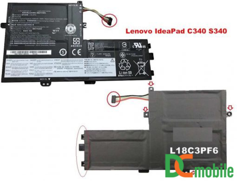 Pin laptop Lenovo IdeaPad S340-14API S340-14IIL S340-14IML S340-14IWL S340-15API S340-15IIL, L18C3PF7 L18M3PF6 L18M3PF7 (ZIN) – 3 CELL