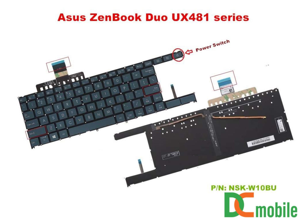 Bàn phím laptop Asus ZenBook Duo UX481 UX481F UX481FA UX481FAY UX481FL UX481FLY (CÓ ĐÈN, BH 6TH)