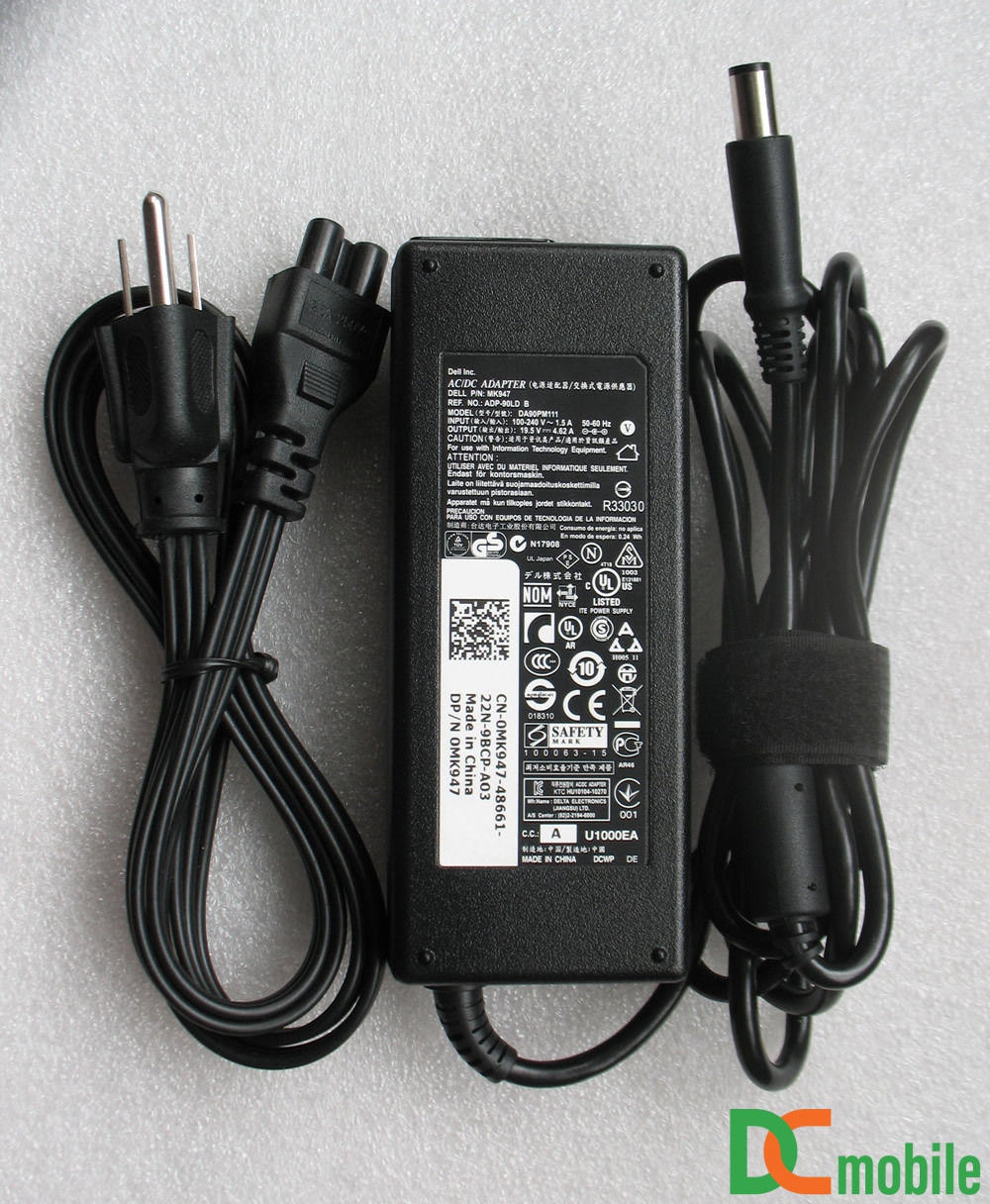 Sạc laptop Dell 19.5V-4.62A Đầu kim