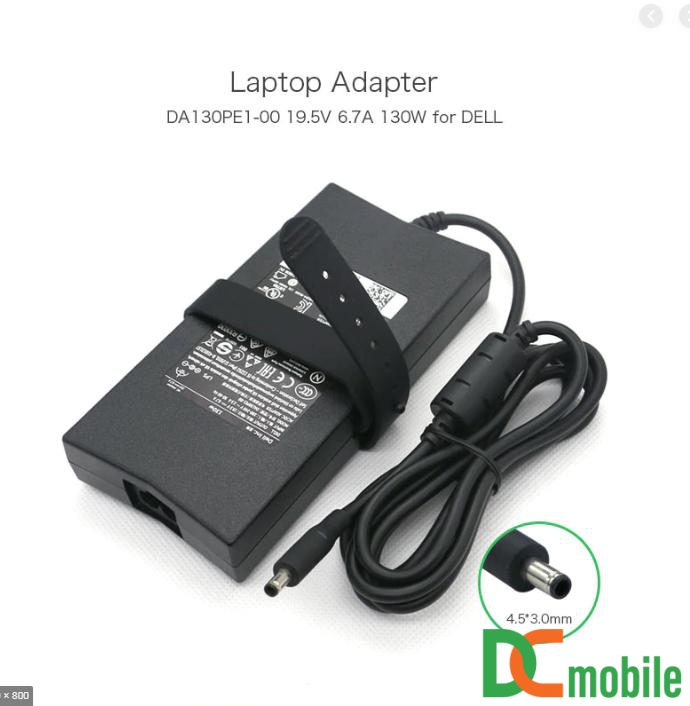 Sạc laptop Dell 19.5V-6.7A Slim Kim nhỏ